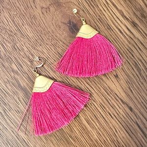 LINNY & CO | Hot pink tassel earrings
